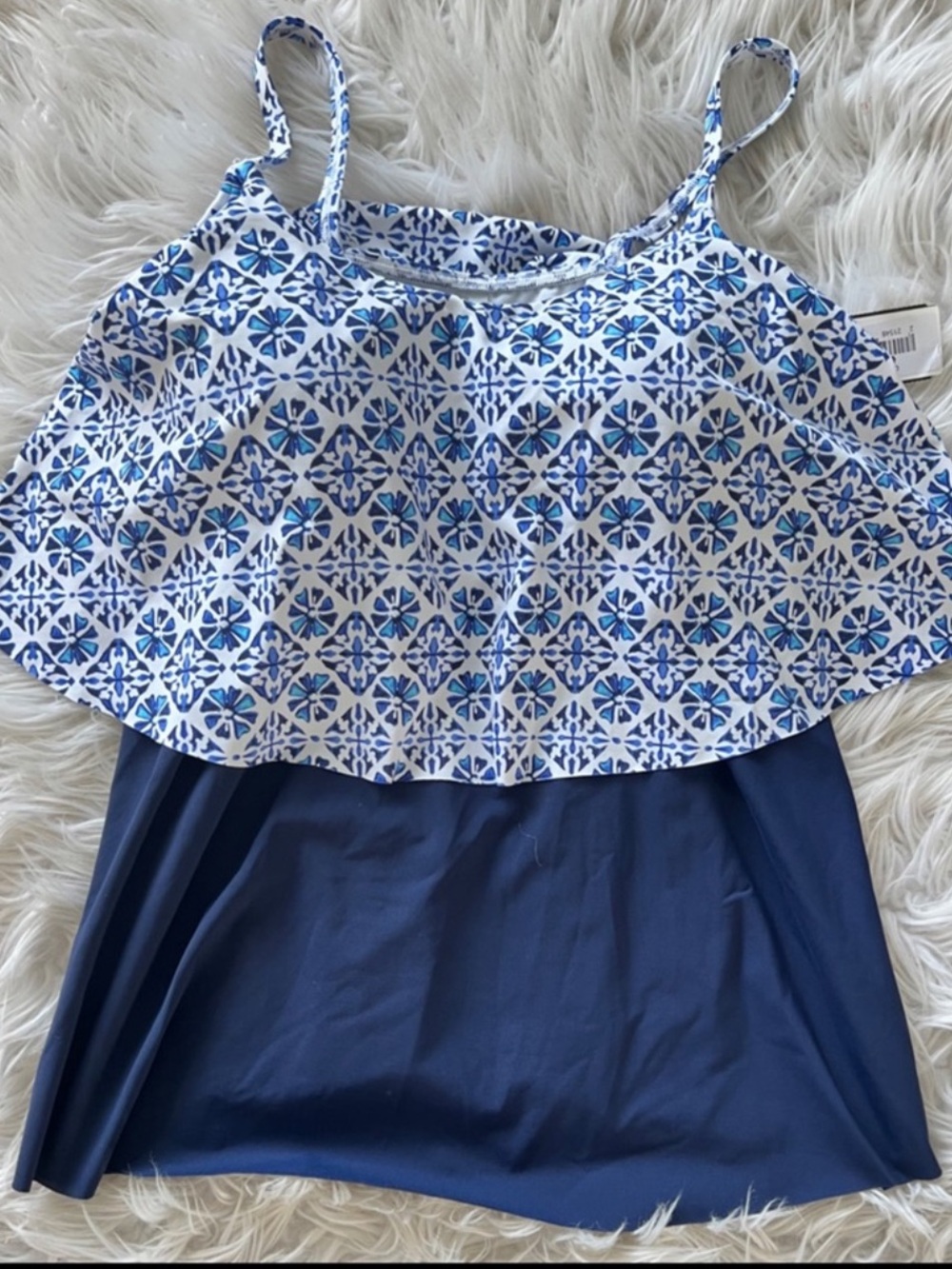 NWT Lands’ End Ruffle Tankini Top